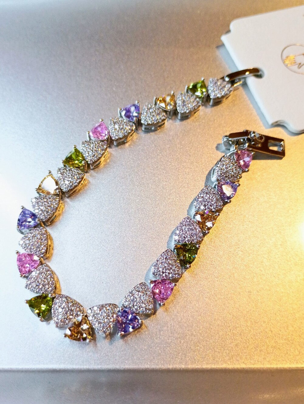 New Multi-Color Heart Tennis Bracelet - Women Jewelry